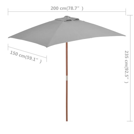 Parasol met houten paal 150x200 cm antraciet 8718475697749 8