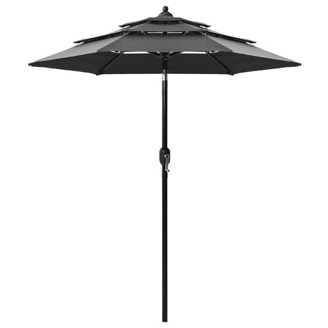 Parasol 3-laags met aluminium paal 2 m antracietkleurig 8720286165362 1