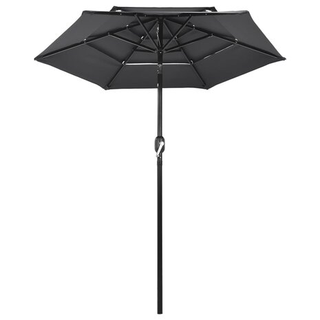 Parasol 3-laags met aluminium paal 2 m antracietkleurig 8720286165362 2