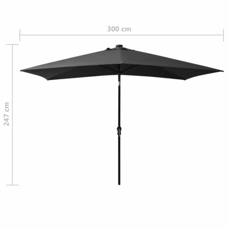 Parasol met LED&apos;s en stalen paal 2x3 m antracietkleurig 8720286164709 11