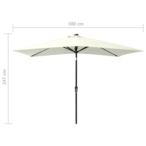 Parasol met LED&apos;s en stalen paal 2x3 m zandkleurig 8720286164693 11