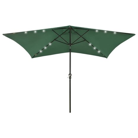 Parasol met LED&apos;s en stalen paal 2x3 m groen 8720286164686 1