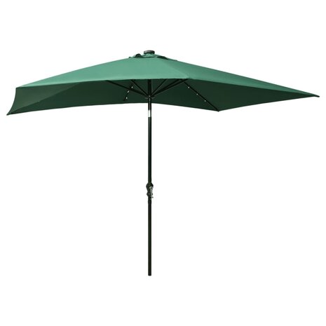 Parasol met LED&apos;s en stalen paal 2x3 m groen 8720286164686 4