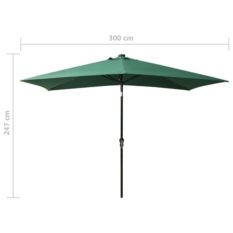 Parasol met LED&apos;s en stalen paal 2x3 m groen 8720286164686 11