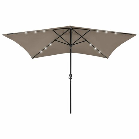 Parasol met LED&apos;s en stalen paal 2x3 m taupe 8720286164716 1