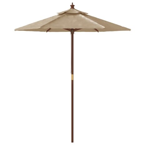 Parasol met houten paal 196x231 cm taupe 8720845760465 4