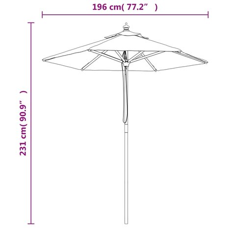 Parasol met houten paal 196x231 cm taupe 8720845760465 8