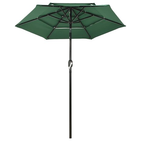 Parasol 3-laags met aluminium paal 2 m groen 8720286165355 2