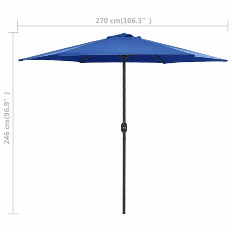 Parasol met aluminium paal 270x246 cm azuurblauw 8719883763590 7