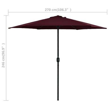 Parasol met aluminium paal 270x246 cm bordeauxrood 8719883763569 6