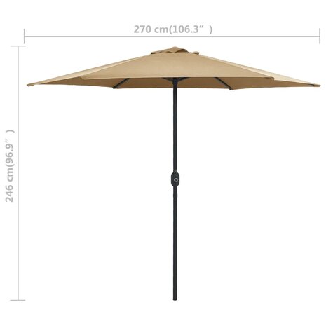 Parasol met aluminium paal 270x246 cm taupe 8719883763552 7