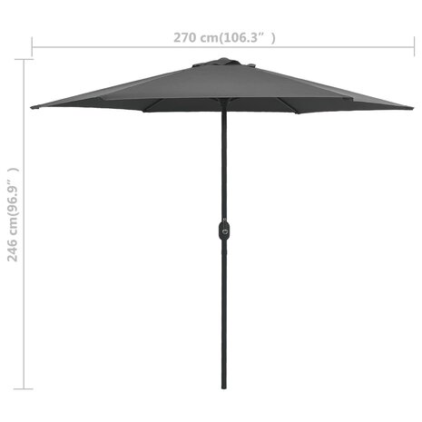 Parasol met aluminium paal 270x246 cm antraciet 8719883763545 7