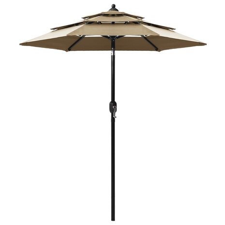 Parasol 3-laags met aluminium paal 2 m taupe 8720286165379 1