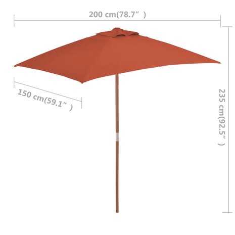 Parasol met houten paal 150x200 cm terracottakleurig 8718475697770 7