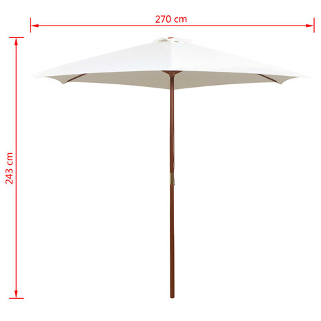 Parasol 270x270 cm houten paal crèmewit 8718475505501 6