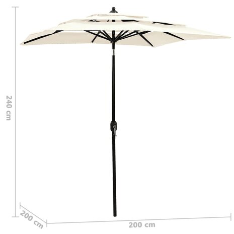 Parasol 3-laags met aluminium paal 2x2 m zandkleurig 8720286165263 6