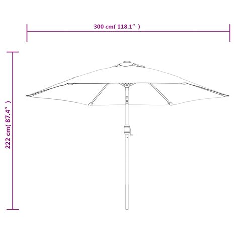 Parasol met metalen paal 300 cm zwart 8719883744537 8