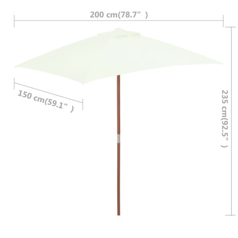 Parasol met houten paal 150x200 cm zandkleurig 8718475697725 8