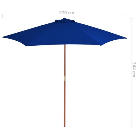 Parasol met houten paal 270 cm blauw 8720286164457 6