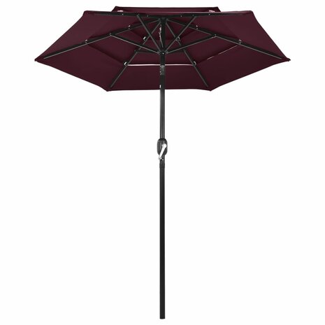 Parasol 3-laags met aluminium paal 2 m bordeauxrood 8720286165386 2