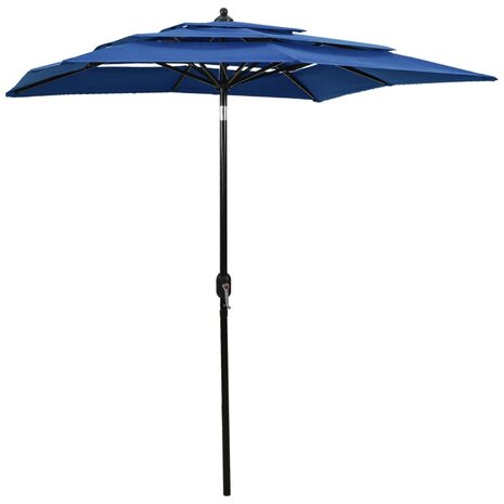 Parasol 3-laags met aluminium paal 2x2 m azuurblauw 8720286165331 1