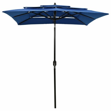 Parasol 3-laags met aluminium paal 2x2 m azuurblauw 8720286165331 2