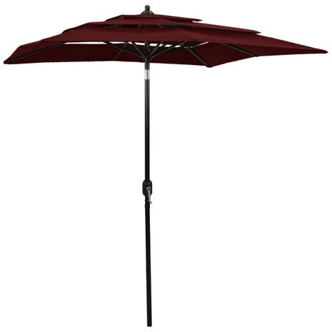 Parasol 3-laags met aluminium paal 2x2 m bordeauxrood 8720286165300 1