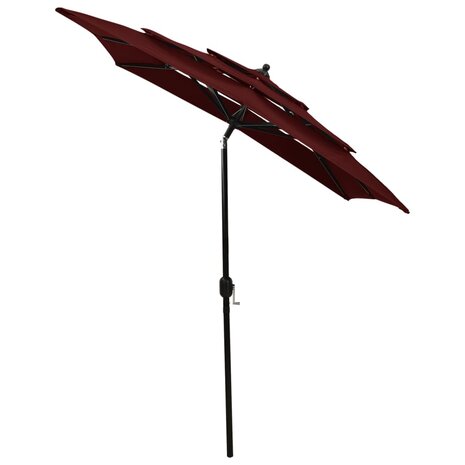 Parasol 3-laags met aluminium paal 2x2 m bordeauxrood 8720286165300 3