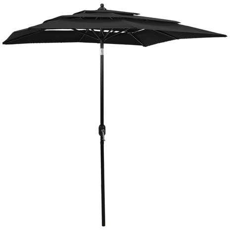 Parasol 3-laags met aluminium paal 2x2 m zwart 8720286165324 1