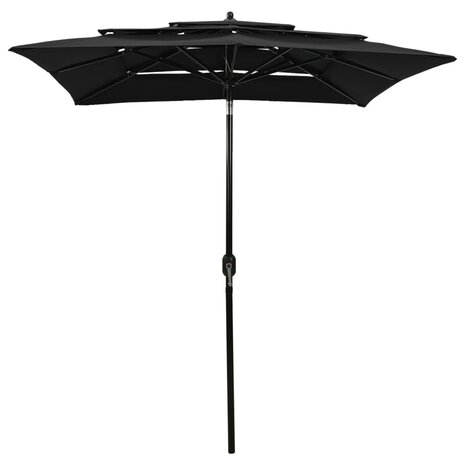 Parasol 3-laags met aluminium paal 2x2 m zwart 8720286165324 2