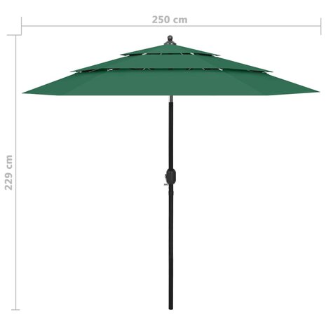 Parasol 3-laags met aluminium paal 2,5 m groen 8720286165430 8