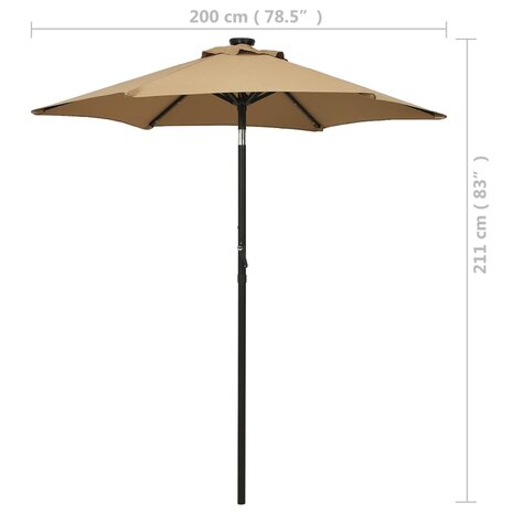 Parasol met LED-verlichting 200x211 cm aluminium taupe 8720286115497 9