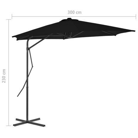 Parasol met stalen paal 300x230 cm zwart 8720286114964 7