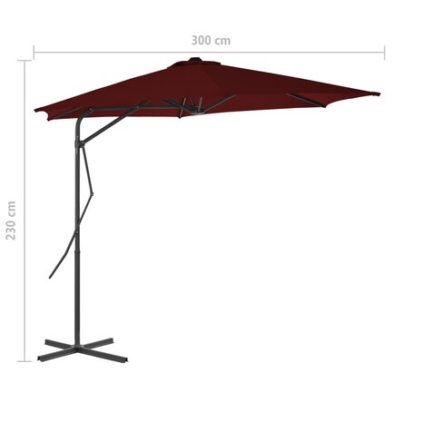 Parasol met stalen paal 300x230 cm bordeauxrood 8720286114940 7