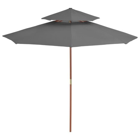 Parasol dubbeldekker met houten paal 270 cm antraciet 8718475697589 2