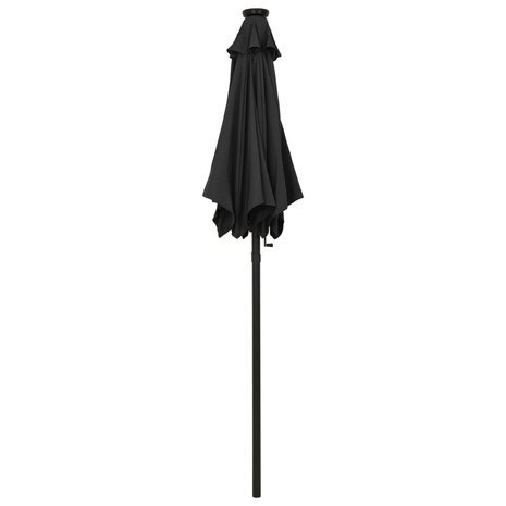 Parasol met LED-verlichting 200x211 cm aluminium zwart 8720286115527 3