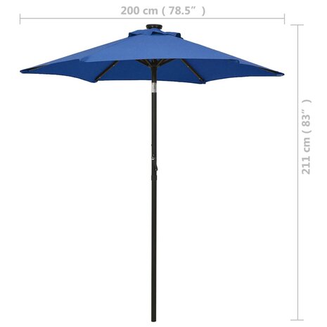 Parasol met LED-verlichting 200x211 cm aluminium azuurblauw 8720286115534 9