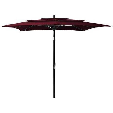 Parasol 3-laags met aluminium paal 2,5x2,5 m bordeauxrood 8720286165225 1