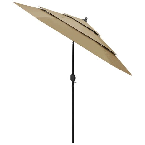 Parasol 3-laags met aluminium paal 2,5 m taupe 8720286165454 2