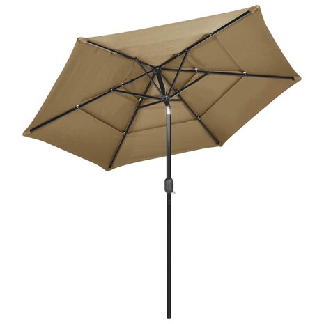 Parasol 3-laags met aluminium paal 2,5 m taupe 8720286165454 3