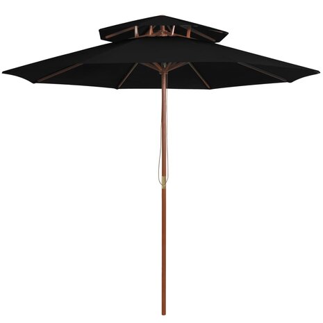 Parasol dubbeldekker met houten paal 270 cm zwart 8720286164488 1