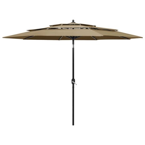 Parasol 3-laags met aluminium paal 3 m taupe 8720286165539 1