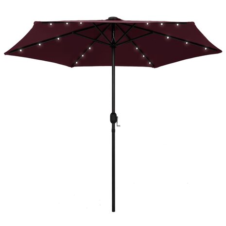 Parasol met LED-verlichting aluminium paal 270 cm bordeauxrood 8719883763644 1