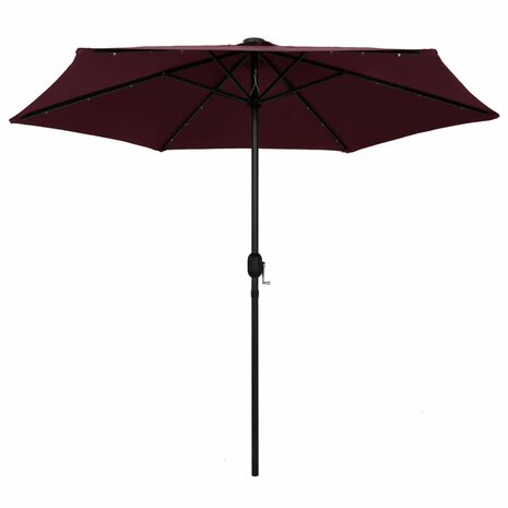 Parasol met LED-verlichting aluminium paal 270 cm bordeauxrood 8719883763644 2