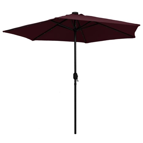 Parasol met LED-verlichting aluminium paal 270 cm bordeauxrood 8719883763644 3