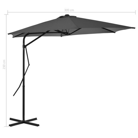 Parasol met stalen paal 300 cm antraciet 8718475711391 7