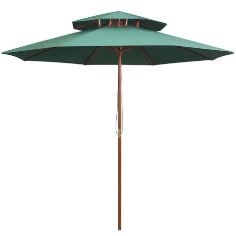 Dubbeldekker parasol 270x270 cm houten paal groen 8718475505518 1