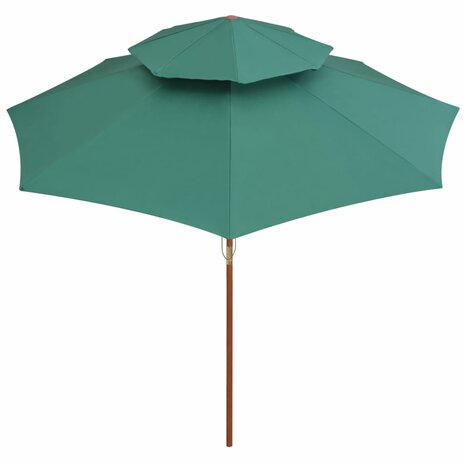 Dubbeldekker parasol 270x270 cm houten paal groen 8718475505518 3