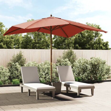 Parasol met houten paal 300x300x273 cm terracottakleurig 8720845760809 1