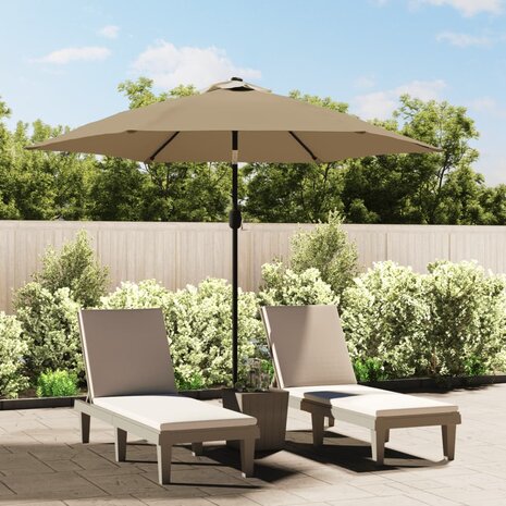 Parasol met LED-verlichting en stalen paal 300 cm taupe 8718475697510 1